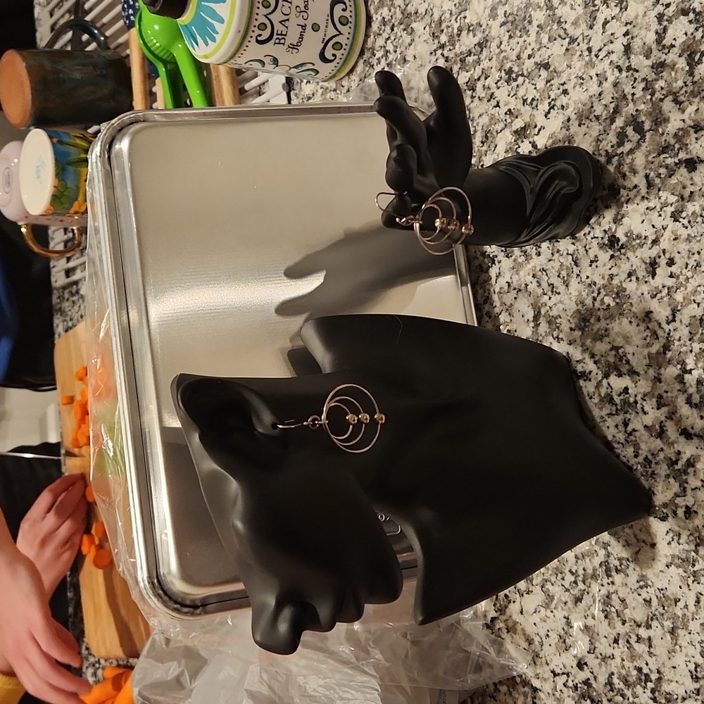 Sterling Silver Triple Circle with Beads Earrings